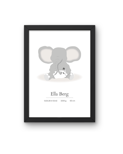 Fødselsplakat Elefant