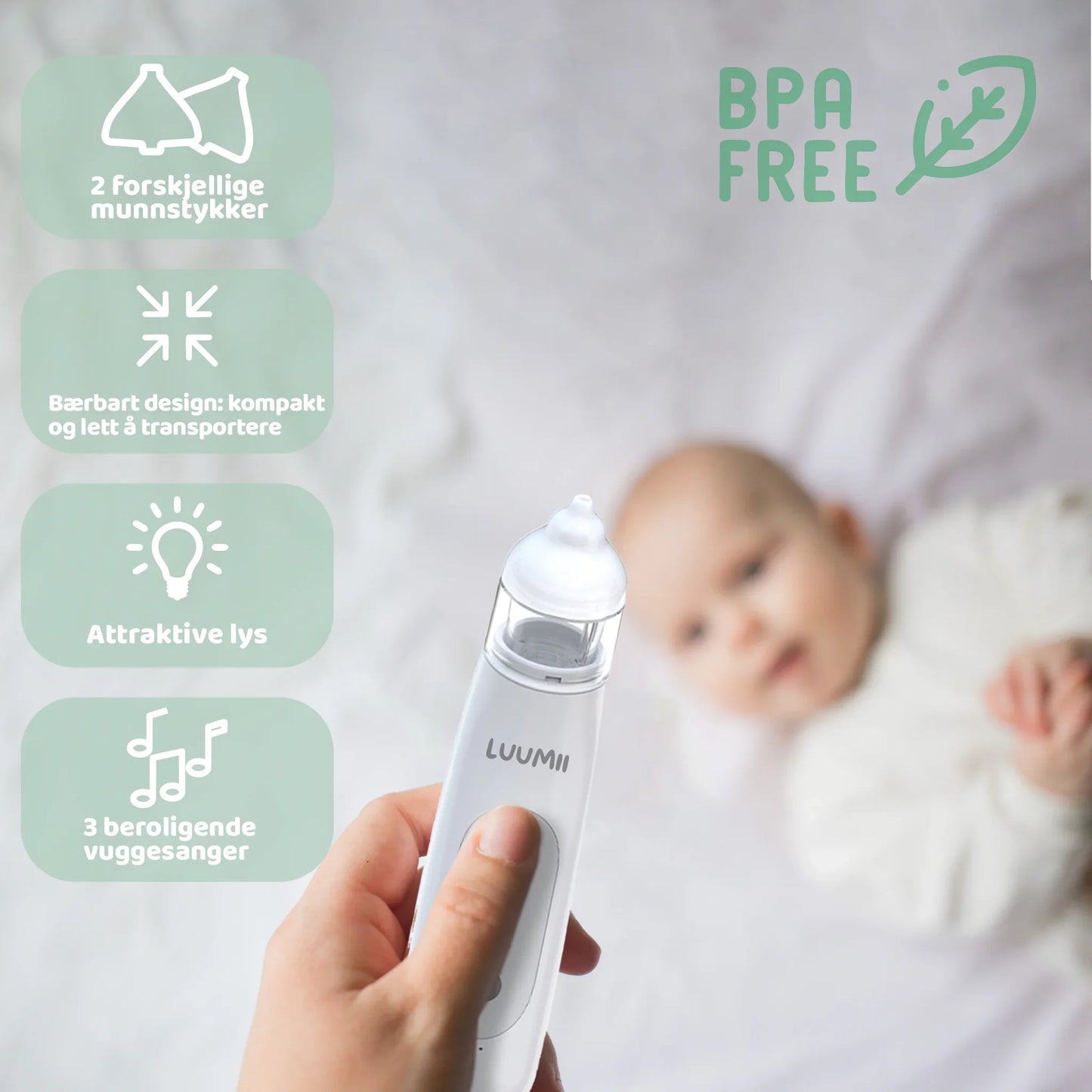 Elektrisk nesesuger for baby