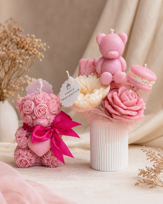 Lyssett – Bamse & bukett i rosa