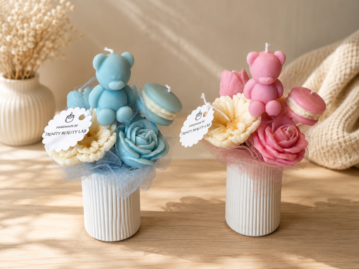 Blomsterbukett av vokslys - Blå